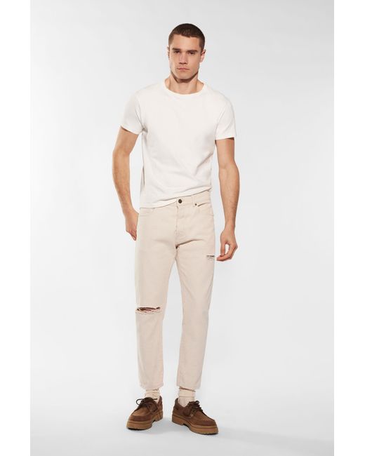Pantalon slim pur coton uni à finitions usées Imperial pour homme en coloris Natural