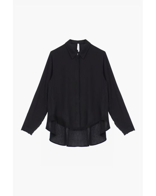 Camicia Oversize Asimmetrica Con Colletto Classico di Imperial in Black
