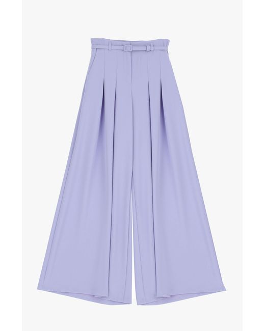 Pantalon palazzo avec pinces et ceinture fine Imperial en coloris Purple