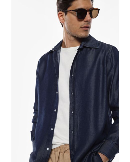 Camicia Maniche Lunghe di Imperial in Blue da Uomo