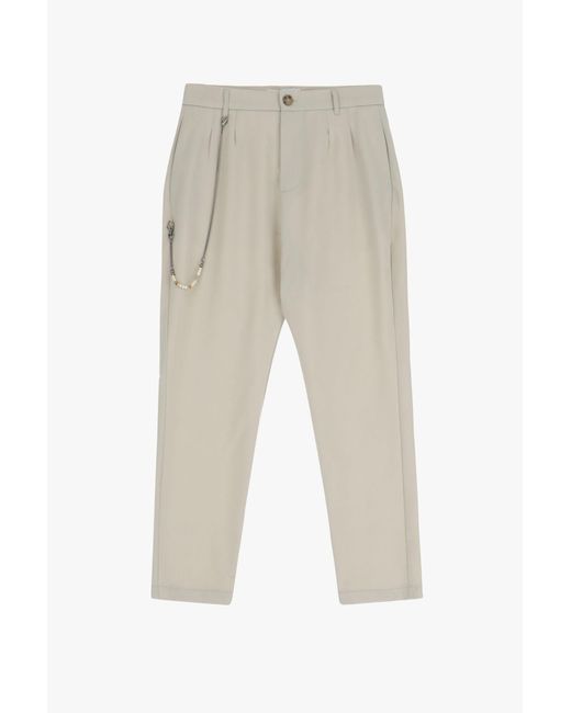 Pantaloni Slim-Fit Monocolour Con Pinces E Dettaglio Catena di Imperial in White da Uomo