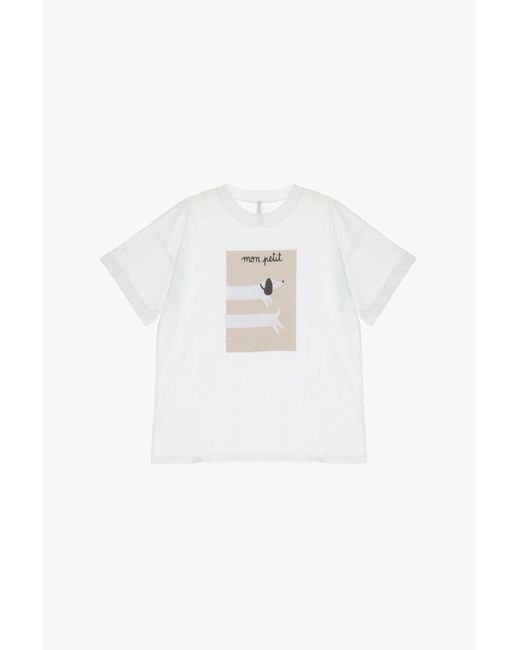 T-shirt oversize pur coton à motif imprimé et strass Imperial en coloris White