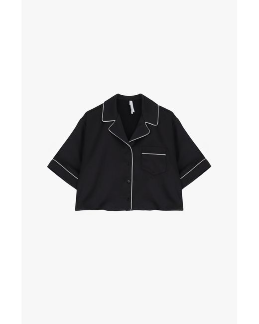Camicia Cropped Con Rever Classici E Orli A Contrasto di Imperial in Black
