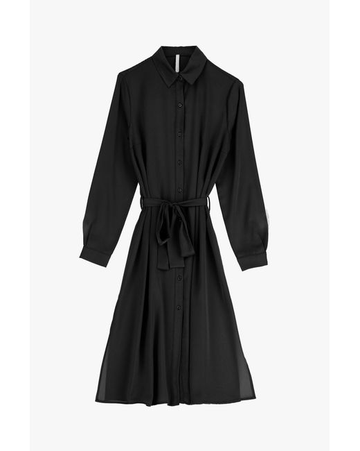 Robe mi-longue avec boutons et ceinture à nouer Imperial en coloris Black