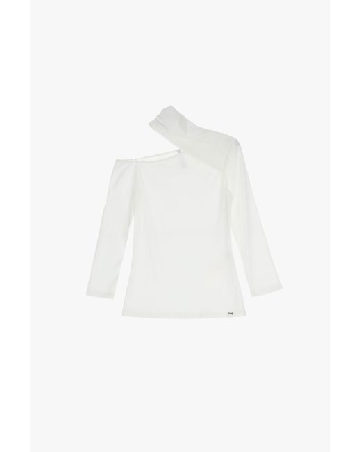 T-Shirt Monospalla Con Fascia Al Collo di Imperial in White