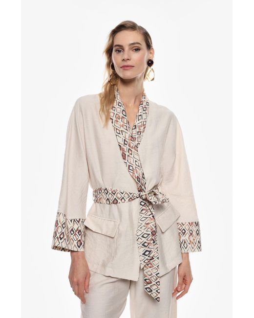 Manteau avec détails imprimés graphiques Imperial en coloris Natural