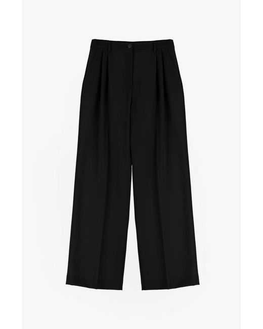 Pantaloni Straight Monocolour Con Piega Stirata E Pinces di Imperial in Black