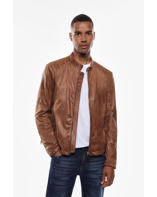 Veste en similicuir avec zip et col rond Imperial pour homme en coloris Brown