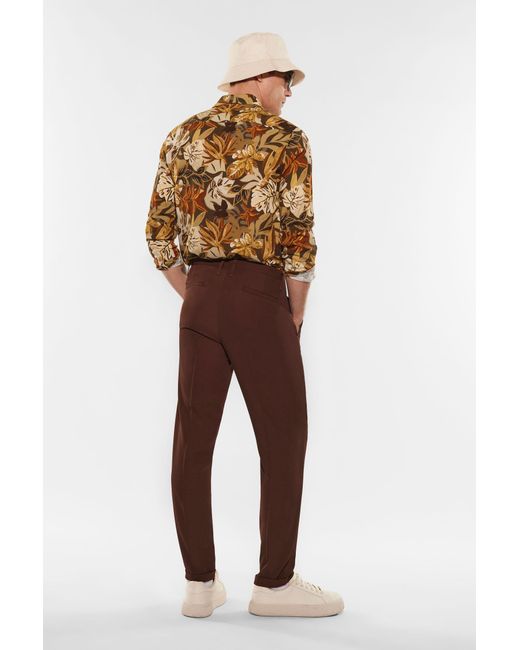 Pantaloni Slim-Fit Monocolour Con Piega Stirata E Pinces di Imperial in Brown da Uomo