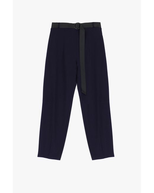 Pantaloni Straight Monocolour Con Piega Stirata E Cintura di Imperial in Blue