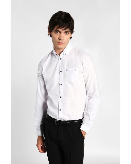 Camicia in puro cotone con bottoni a contrasto di Imperial in White da Uomo