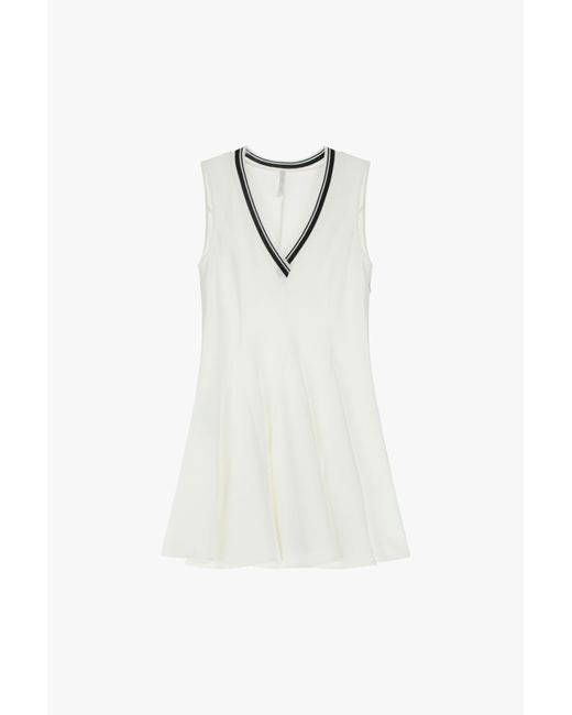Robe courte avec col en v Imperial en coloris White