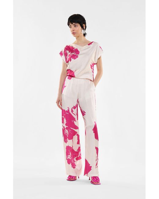 Pantalon palazzo à motif floral Imperial en coloris Pink