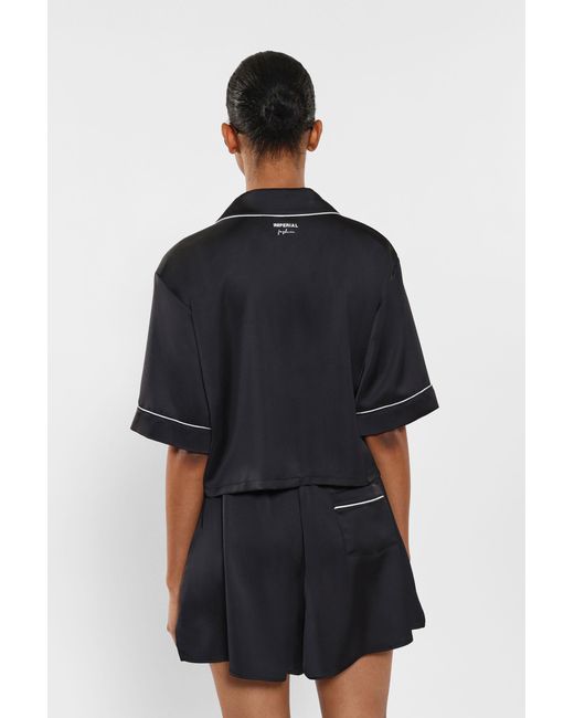 Camicia Cropped Con Rever Classici E Orli A Contrasto di Imperial in Black