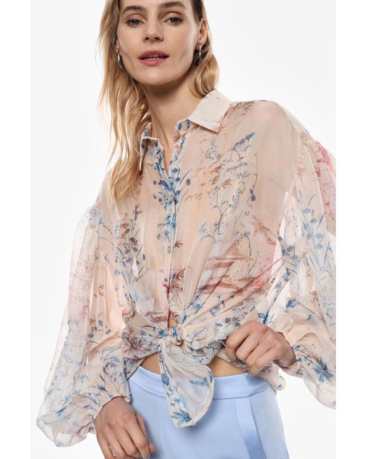 Camicia Stampata Trasparente Con Nodo Frontale di Imperial in White