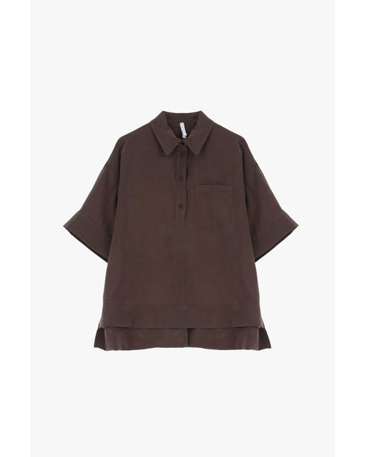 Camicia A Maniche Corte Con Tasca di Imperial in Brown