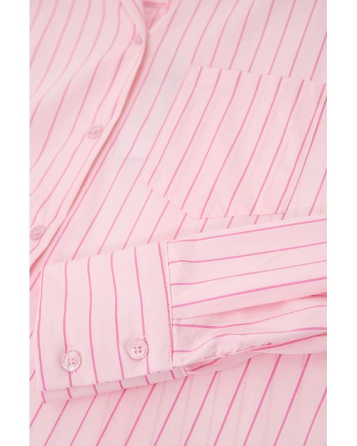 Camicia Oversize Rigata Con Tasca Applicata di Imperial in Pink