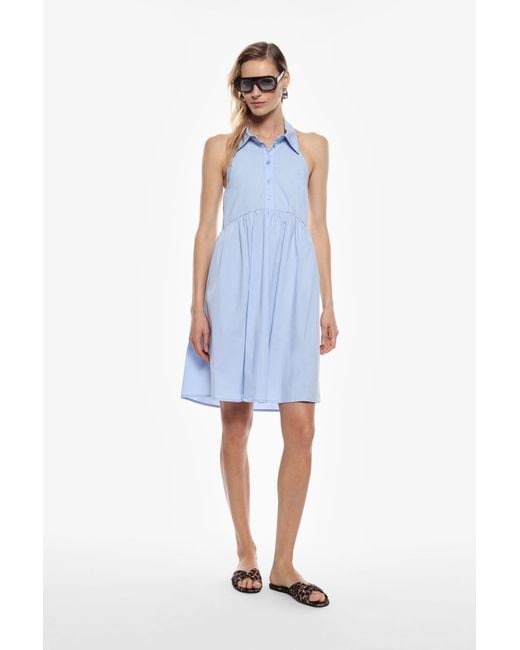 Robe mi-longue à col classique Imperial en coloris Blue