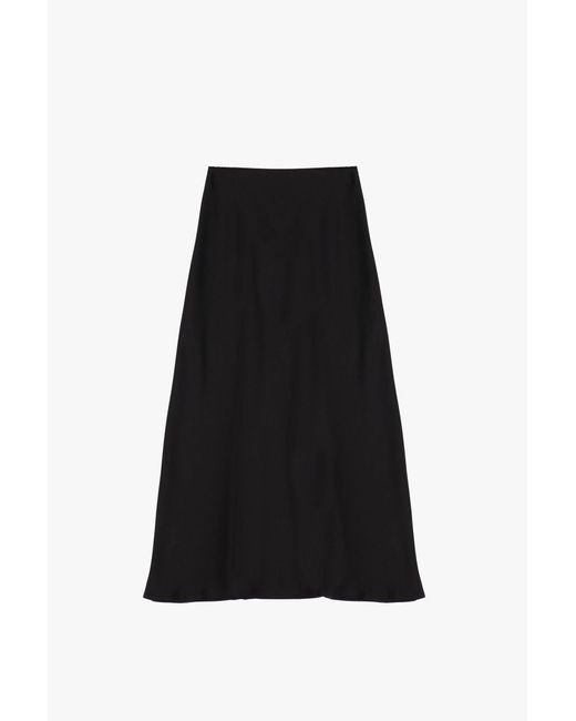 Falda De Corte Midi Monocromática Imperial de color Black