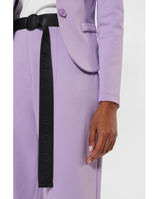 Pantaloni Straight Cropped Con Cuciture Dettaglio E Cintura di Imperial in Purple