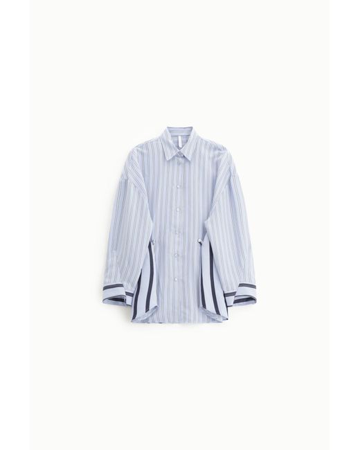 Camisa De Rayas Combinada Con Drapeados Imperial de color Blue