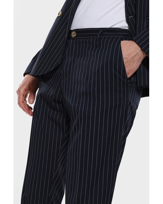 Pantaloni Slim-Fit Fantasia Gessata Con Tasche Verticali di Imperial in Blue da Uomo