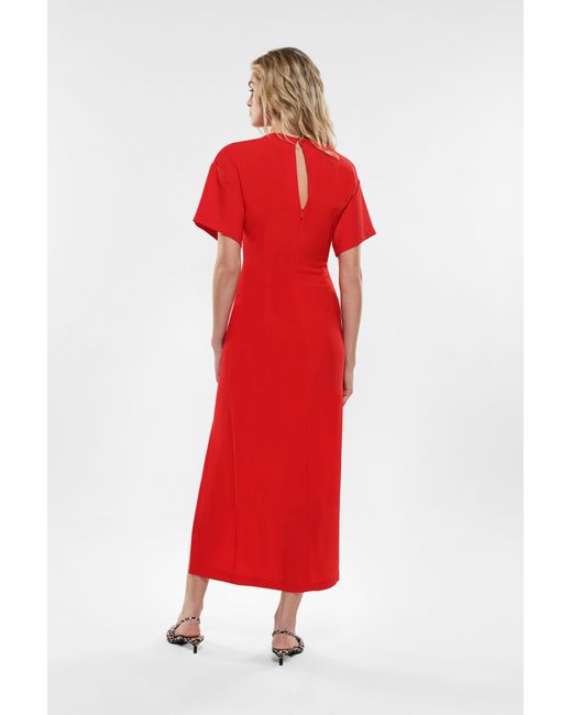 Robe longue avec manches courtes et fente latérale Imperial en coloris Red