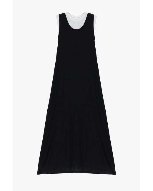 Robe mi-longue avec encolure ronde en contraste Imperial en coloris Black