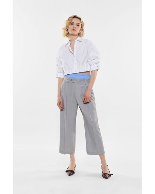 Pantaloni Culotte Con Orlo Superiore A Contrasto E Pinces di Imperial in Gray