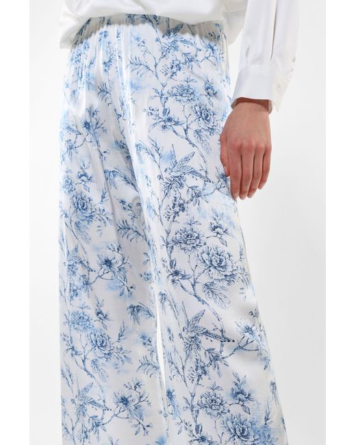 Pantalon droit avec motif floral et ourlet élastique Imperial en coloris White