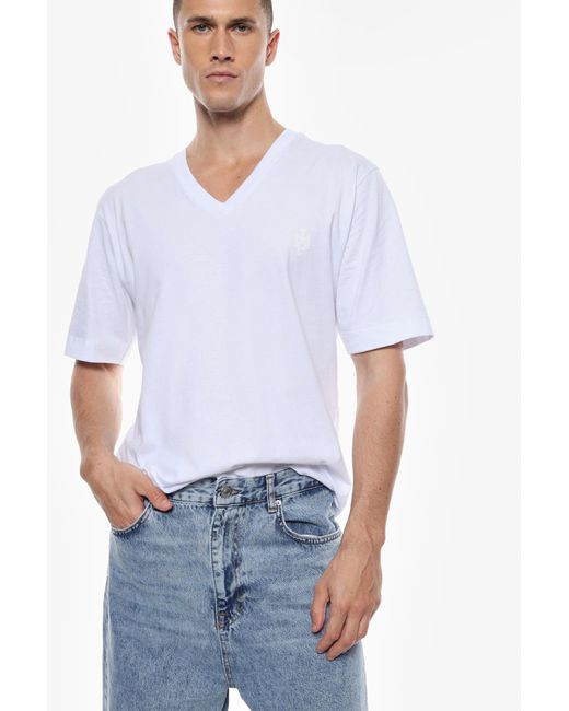 Camiseta Con Cuello En V Imperial de hombre de color White