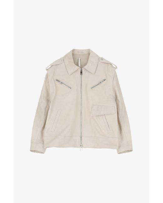 Chaqueta De Piel Con Cierre De Cremallera Imperial de color Natural