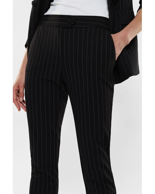 Pantaloni Skinny Cropped Fantasia Gessata Con Tasche Verticali di Imperial in Black