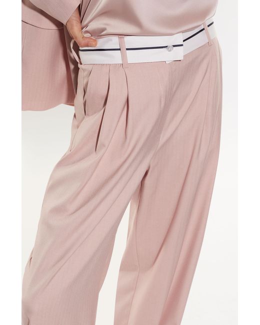 Pantaloni A Palazzo Monocolour Con Pinces E Cintura di Imperial in Pink