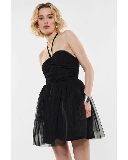 Mini-robe en tulle avec fermeture au cou Imperial en coloris Black