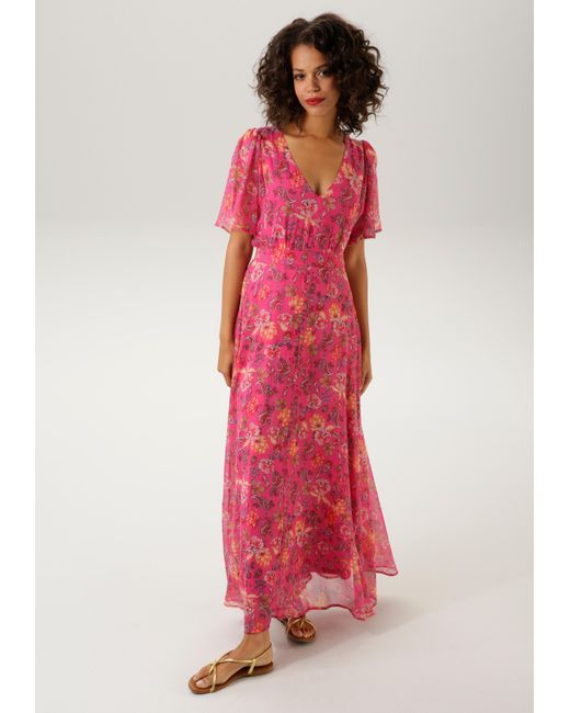 Aniston CASUAL Sommerkleid, mit phantasievollem Blumen- und Paisley-Druck  in Rot | Lyst DE