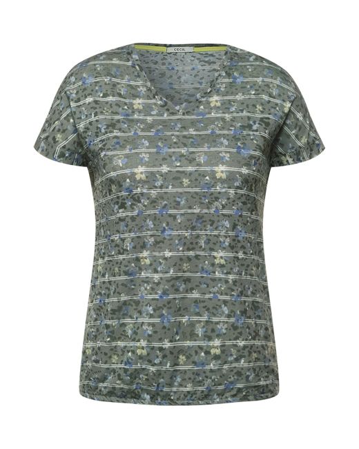 Grün Lyst Cecil DE T-Shirt, Burnout-Optik | mit in