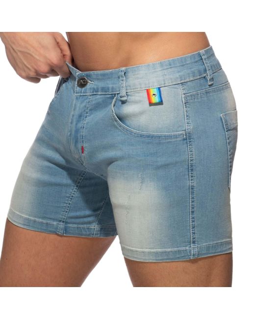 Short Jeans Rainbow Tape Addicted pour homme en coloris Blue