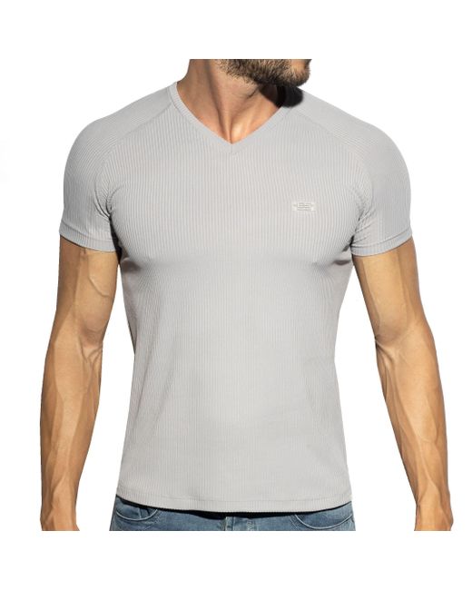 T-Shirt Col V Recycled Rib ES COLLECTION pour homme en coloris Gray