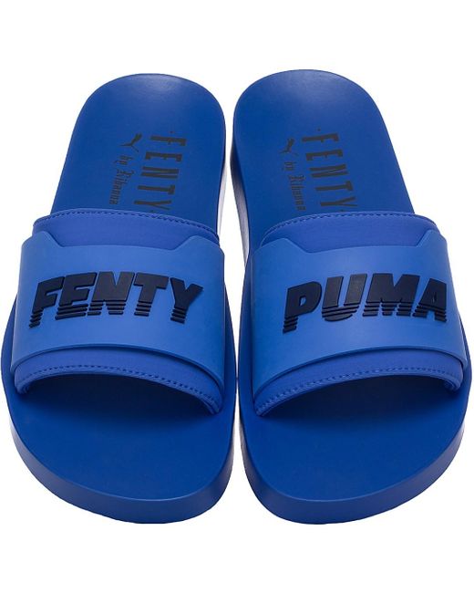 blue fenty slides