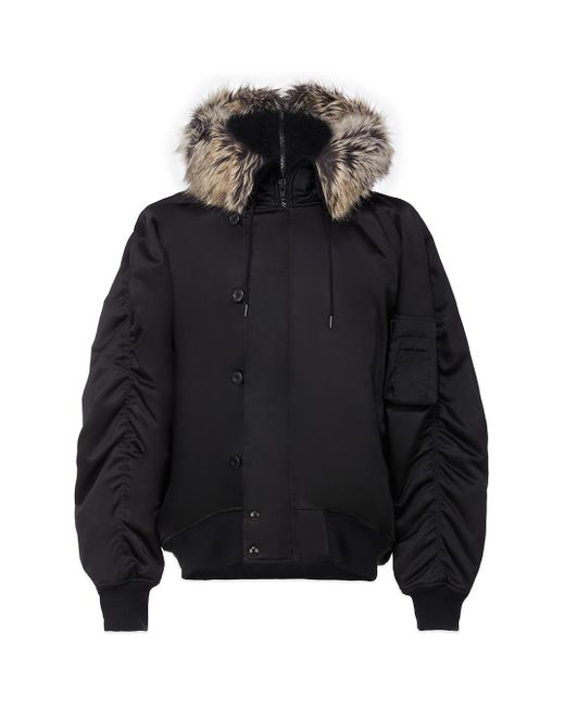 black fuzzy bomber jacket