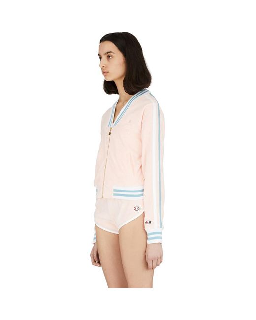 Champion Cotton Terry Cloth Warm Up Jacket, Varsity-striped Pattern in Pink  | Lyst