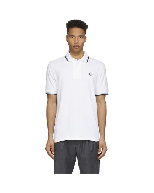 Fred Perry M12 Twin Tipped Polo Shirt in White for Men | Lyst