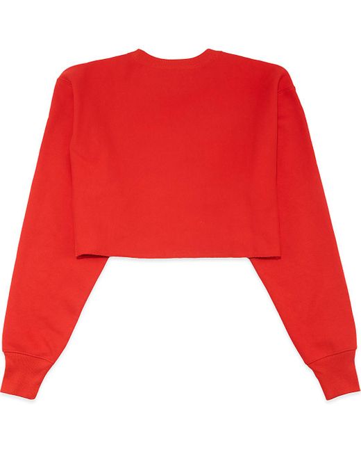 Champion Cotton Reverse Weave Script Logo Cropped Cut Off Sweater in Red -  Lyst