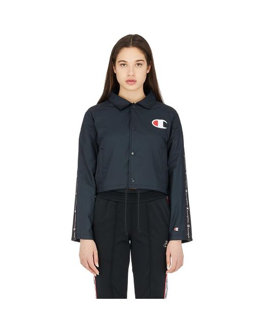 zipper tape cropped coaches jacket