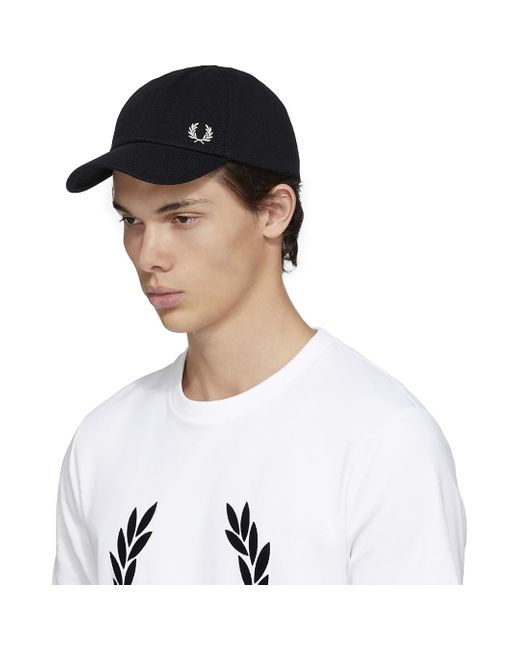 Fred Perry Cotton Classic Piqué Cap in Black for Men | Lyst