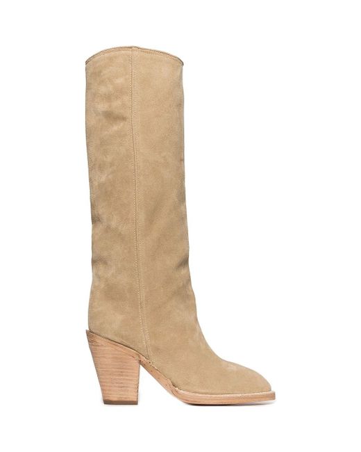 Yeezy Suede Heeled Ankle Boots in Taupe 