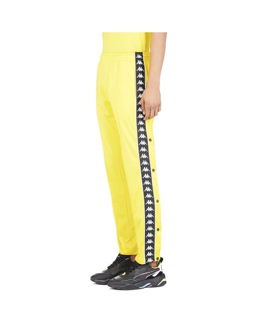 Kappa Synthetic 222 Banda Astoria Slim Snap Track Pants in  Yellow/Black/White (Yellow) for Men - Lyst