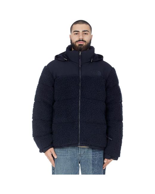 The North Face Fleece Sherpa Nuptse Jacket in Blue for Men - Lyst