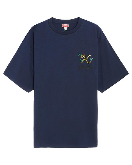 KENZO 'tiger Tail K' Oversize T-shirt in Blue for Men | Lyst